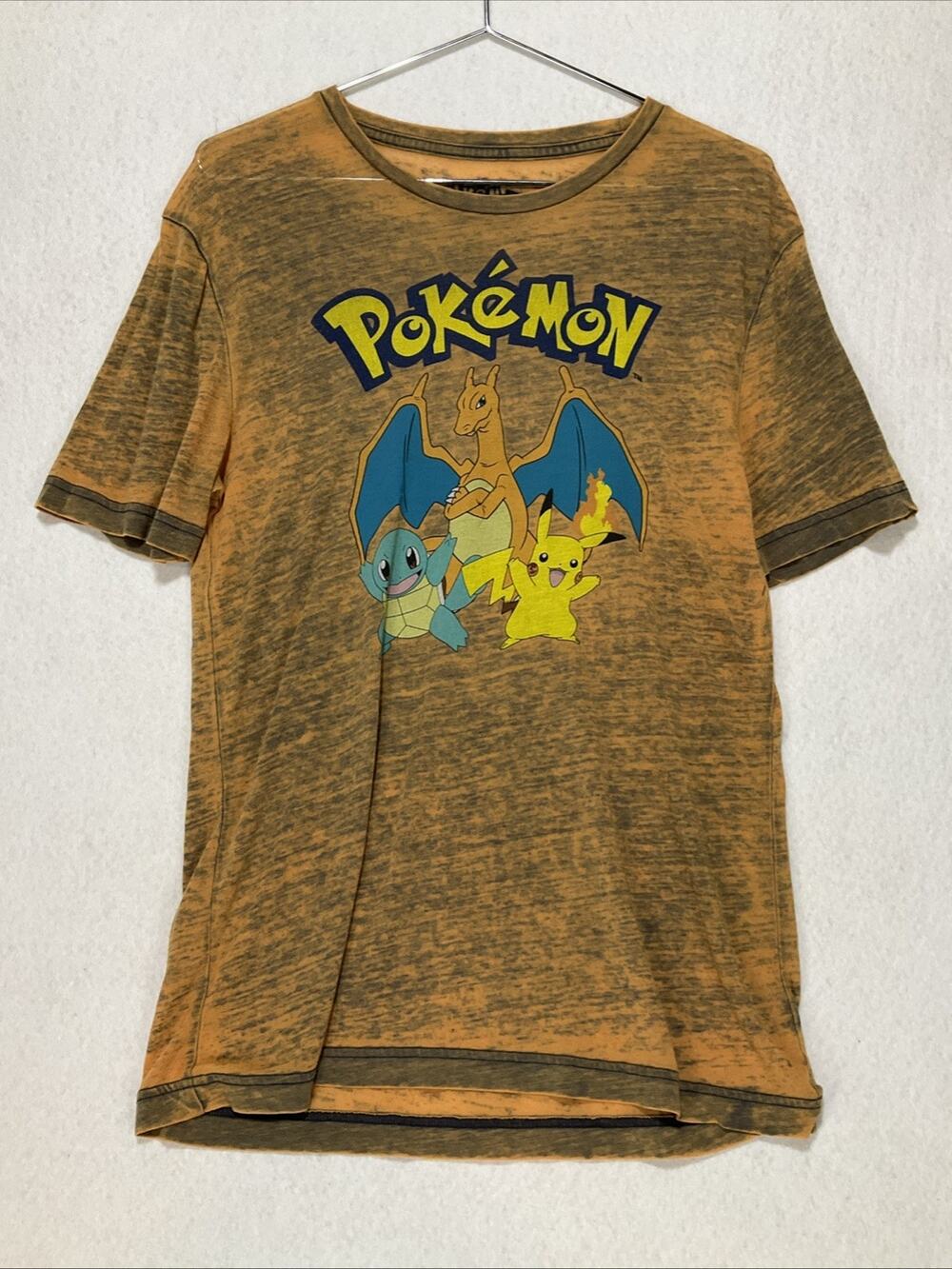 Vintage Burnout Pokemon T-Shirt Charizard Pikachu Squirtle Paper Thin Size M